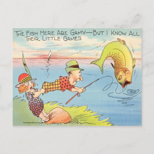 Funny Vist Fisherman Briefkaart Fish Cartoon (Voorkant)