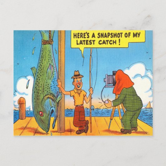 Funny Vist Fisherman Briefkaart Fish Cartoon (Voorkant)