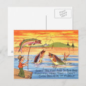 Funny Vist Fisherman Briefkaart Fish Cartoon (Voorkant / Achterkant)