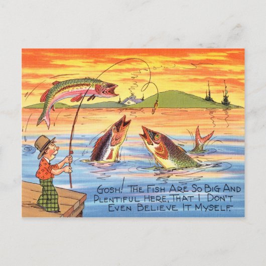 Funny Vist Fisherman Briefkaart Fish Cartoon (Voorkant)