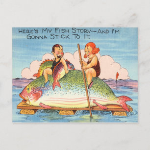 Funny Vist Fisherman Briefkaart Fish Cartoon