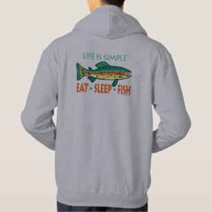 Funny Vist Gezegde: Eat Sleep Fish Hoodie