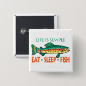 Funny Vist Gezegde Vierkante Button 5,1 Cm (Voorkant /achterkant)