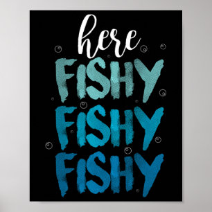Funny Vist hier FishLove Summer Gift Poster