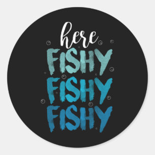 Funny Vist hier FishLove Summer Gift Ronde Sticker