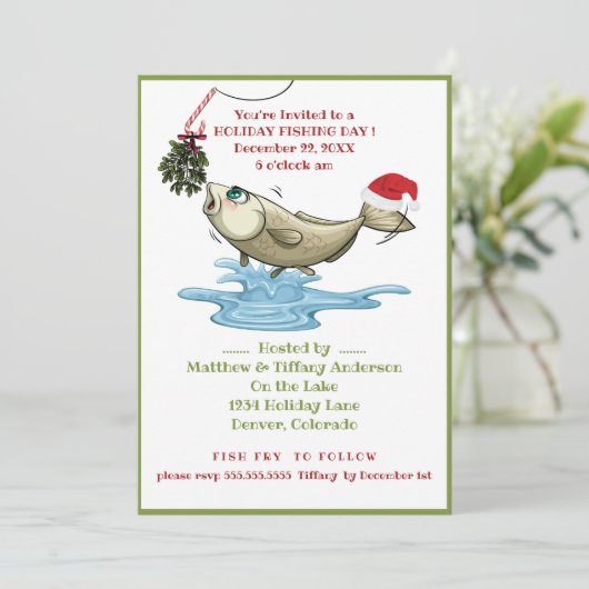 Funny Vist kerstfeest Kaart (Staand voorkant)