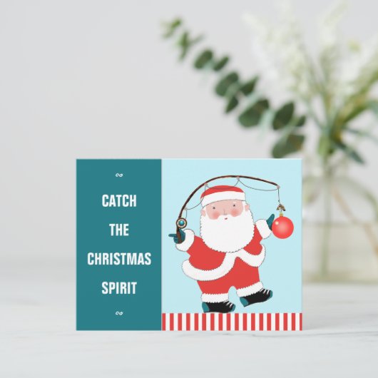 Funny Vist kerstfeestdag Briefkaart (Staand voorkant)