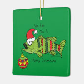 Funny Vist kerstmis Cartoon Keramisch Ornament (Links)