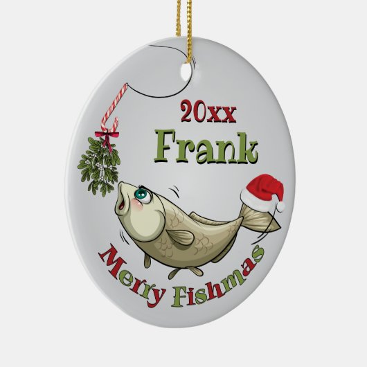 Funny Vist Kerstmis - Merry Fishmas Mistletoe Keramisch Ornament (Rechts)