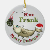 Funny Vist Kerstmis - Merry Fishmas Mistletoe Keramisch Ornament (Voorkant)