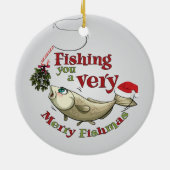Funny Vist Kerstmis - Merry Fishmas Mistletoe Keramisch Ornament (Achterkant)