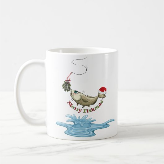 Funny Vist Kerstmis - Merry Fishmas Mistletoe Koffiemok (Links)