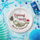 Funny Vist Kerstmis - Merry Fishmas Mistletoe Papieren Bordje (Feest)