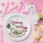 Funny Vist Kerstmis - Merry Fishmas Mistletoe Papieren Bordje (Feest)