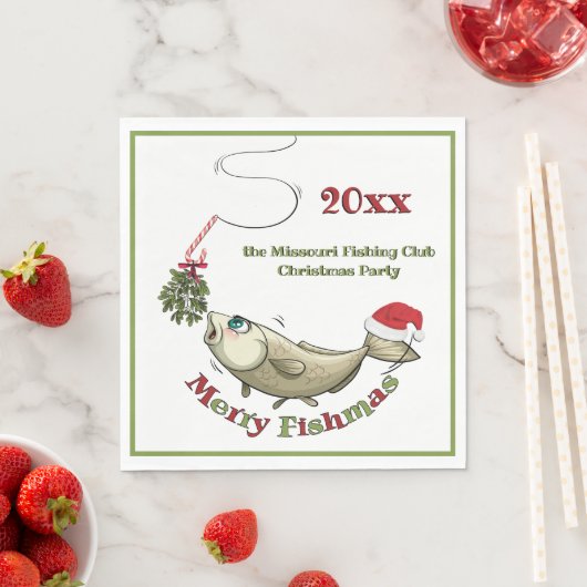 Funny Vist Kerstmis - Merry Fishmas Mistletoe Servet (Insitu)