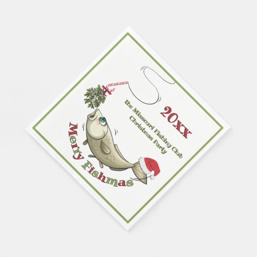 Funny Vist Kerstmis - Merry Fishmas Mistletoe Servet (Hoek)