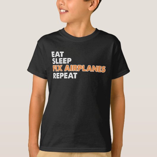 Funny Vliegtuig Mechanic - Eat Sleep Fix Airplane T-shirt (Voorkant)