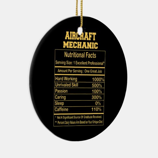 Funny Vliegtuig Mechanic Nutritional Facts Keramisch Ornament (Rechts)