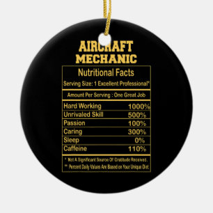 Funny Vliegtuig Mechanic Nutritional Facts Keramisch Ornament