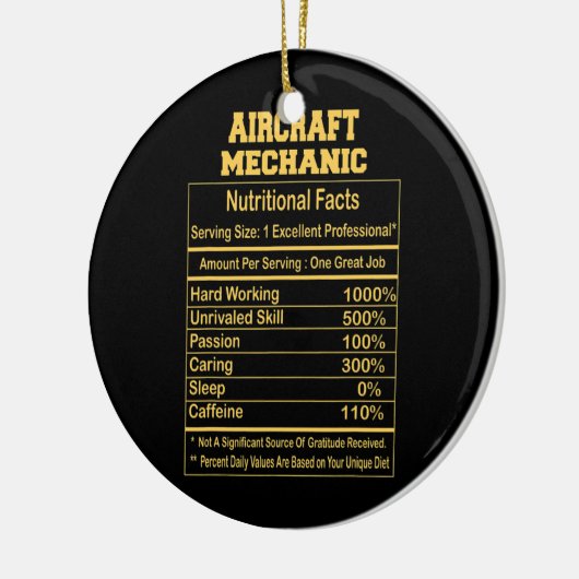 Funny Vliegtuig Mechanic Nutritional Facts Keramisch Ornament (Links)
