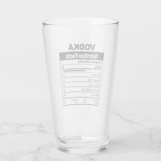 Funny Vodka Nutrition Facts Glass Glas (Achterkant)