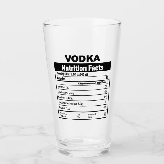 Funny Vodka Nutrition Facts Glass Glas (Voorkant)
