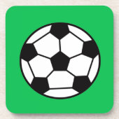 Funny Voetbal over groene achtergrond Bier Onderzetter (Voorkant)