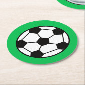 Funny Voetbal over groene achtergrond Ronde Kartonnen Onderzetter (Gebogen)