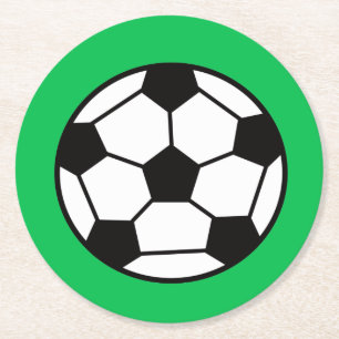Funny Voetbal over groene achtergrond Ronde Kartonnen Onderzetter