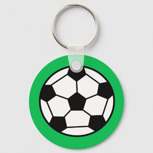 Funny Voetbal over groene achtergrond Sleutelhanger (Voorkant)