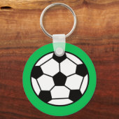 Funny Voetbal over groene achtergrond Sleutelhanger (Voorkant)