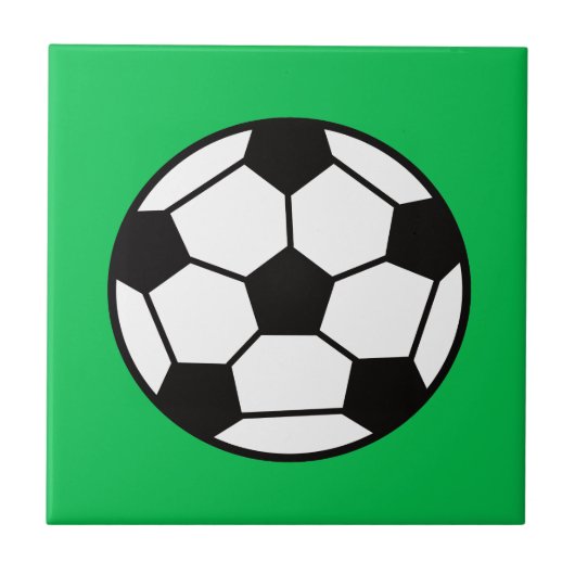 Funny Voetbal over groene achtergrond Tegeltje (Voorkant)