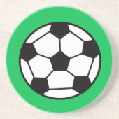 Funny Voetbal over groene achtergrond Zandsteen Onderzetter (Voorkant)
