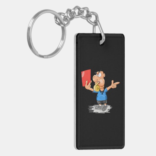 Funny Voetbal Scheidsrechter Rode Kaart Sleutelhanger (Voorkant Links)