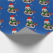 Funny Voetbal Snowman-kerstCartoon Cadeaupapier (Hoek)