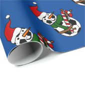 Funny Voetbal Snowman-kerstCartoon Cadeaupapier (Rol Hoek)