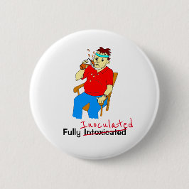 Funny Volledig gevaccineerde Cartoon Mannelijke 6  Ronde Button 5,7 Cm