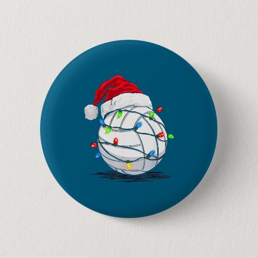 Funny Volleyball Ball Christmas Graphics Lights Lo Ronde Button 5,7 Cm (Voorkant)