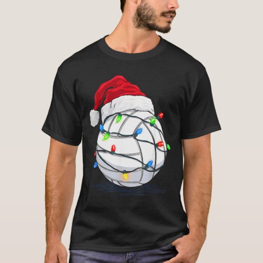 Funny Volleyball Ball Christmas Graphics Lights Lo T-shirt (Voorkant)