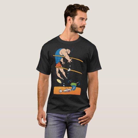 Funny Volleyball Black T-Shirt (Voorkant volledig)