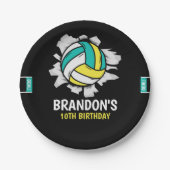 Funny Volleyball Boy Birthday Papieren Bordje (Voorkant)