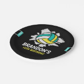 Funny Volleyball Boy Birthday Papieren Bordje (Gekanteld)