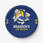 Funny Volleyball Boy Birthday Papieren Bordje (Voorkant)