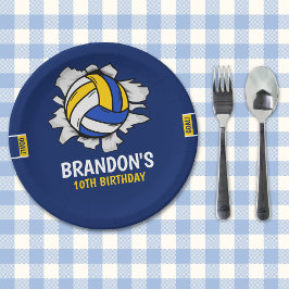 Funny Volleyball Boy Birthday Papieren Bordje