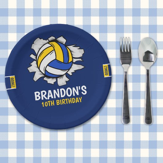 Funny Volleyball Boy Birthday Papieren Bordje