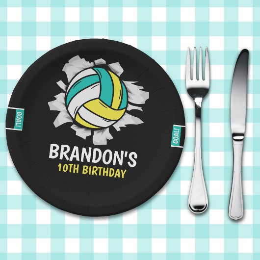 Funny Volleyball Boy Birthday Papieren Bordje