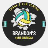 Funny Volleyball Boy Birthday Ronde Sticker (Voorkant)