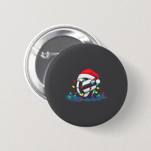 Funny Volleyball Christmas Graphics Lights Lover P Ronde Button 5,7 Cm (Voorkant /achterkant)