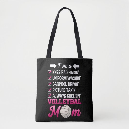 Funny Volleyball mama Cheering Moeder Kind Support Tote Bag (Voorkant)