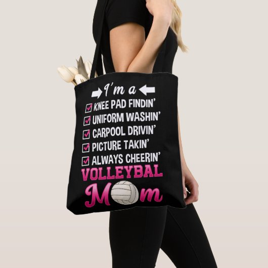 Funny Volleyball mama Cheering Moeder Kind Support Tote Bag (Dichtbij)